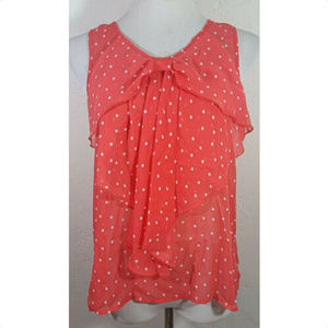 A Byer Medium Tank Top Polka Dot Ruffle Bow Sheer